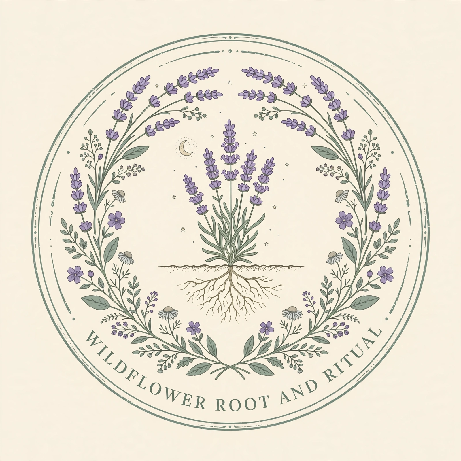 Wildflower Root and Ritual rooted lavender emblem